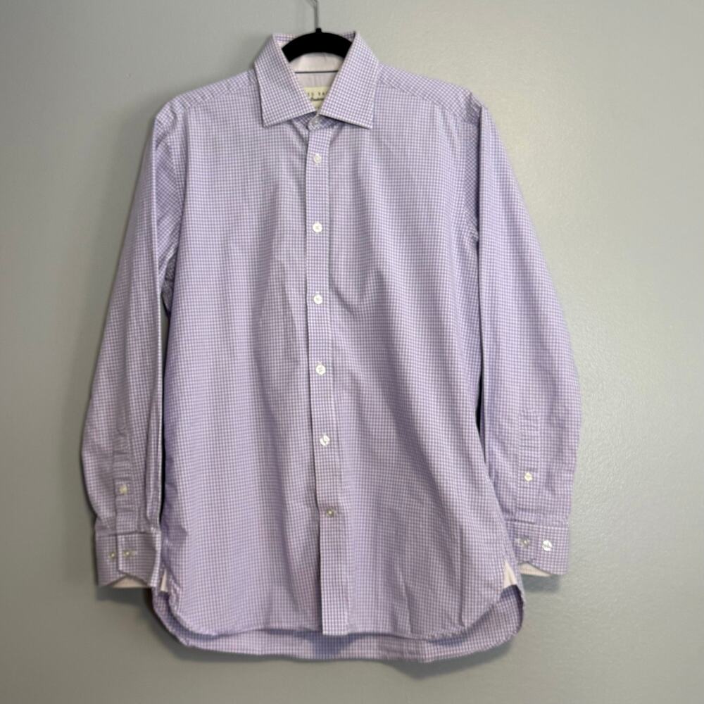 Ted Baker Endurance Purple Plaid Button Down Dress Shirt 15.5 32/33